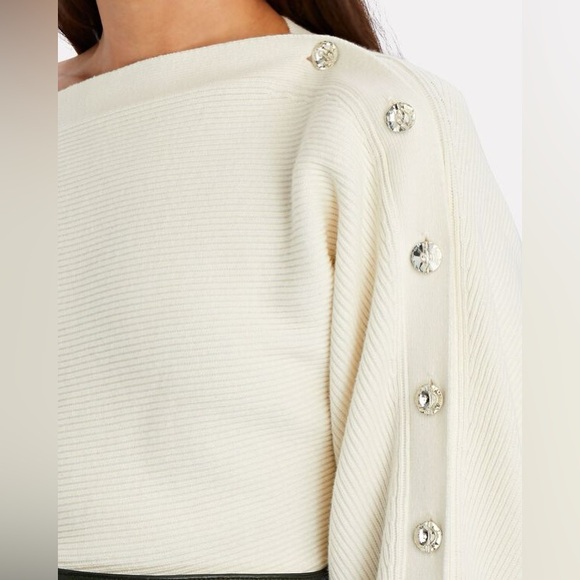 INTERMIX Breanne Cotton-Cashmere Sweater in Ivory - Picture 4 of 8